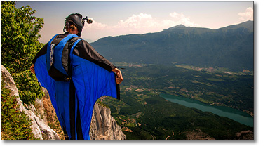 Base Jumper About to Jump